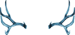 The image shows a pair of symmetrical blue antlers facing each other against a transparent background.